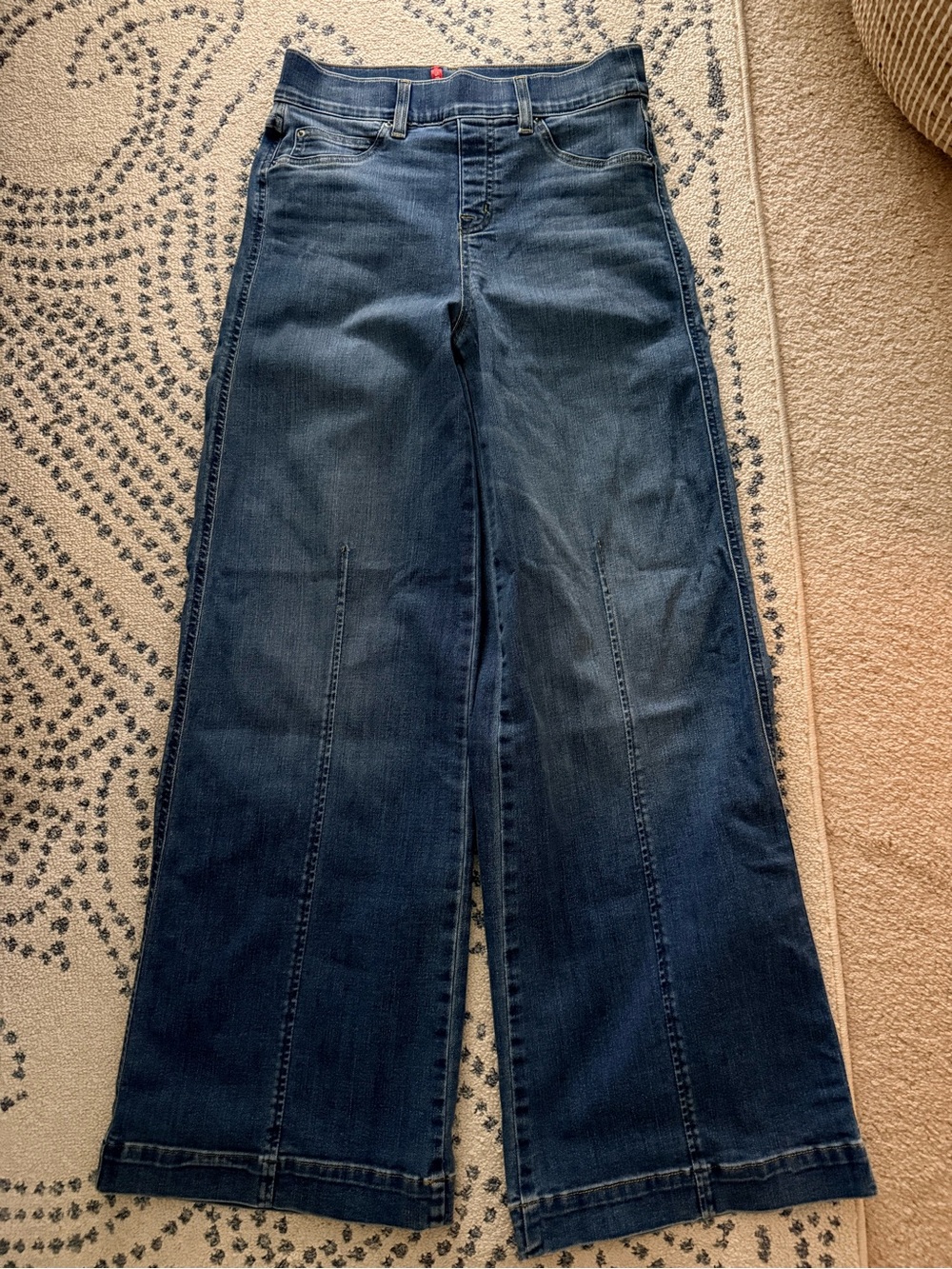 SPANX Wide-Leg High-Rise Jeans in Blue Denim - Picture 2 of 3